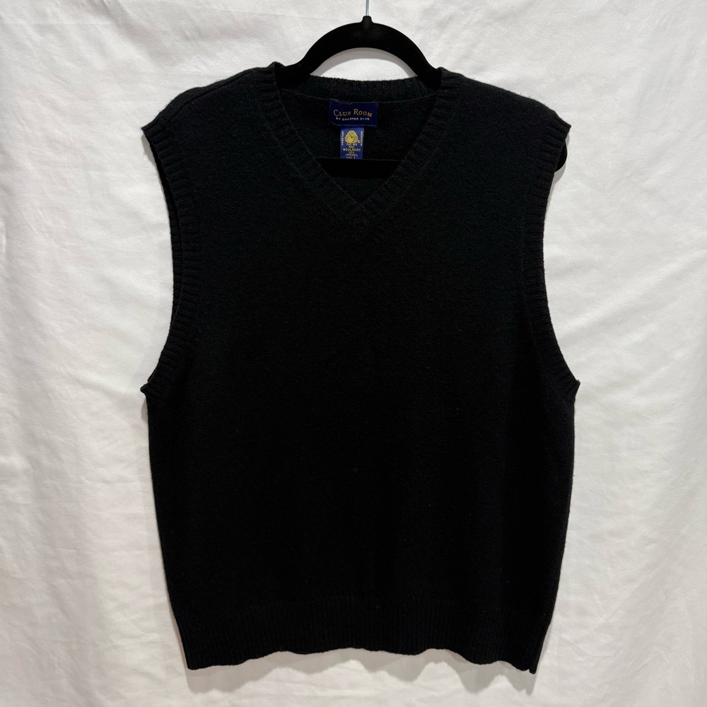 Club Room Wool Sweater Vest L Lambswool Knit Preppy Academia Minimalist Layer